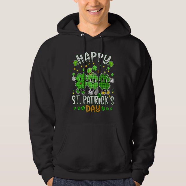 Moletom Happy St Patricks day Kid Buffalo Green Plaid Luck (Frente)