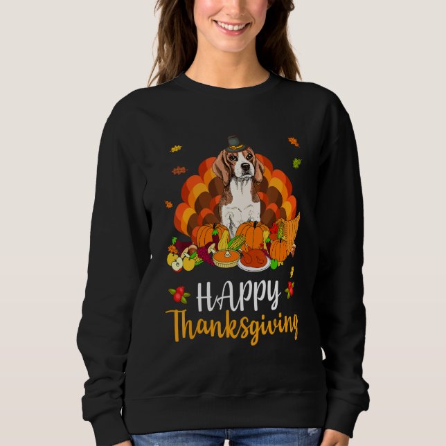 Moletom Happy Thanksgiving Beagle Dog Turkey Pet (Frente)