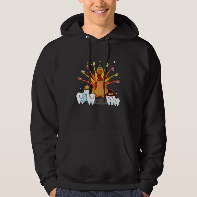 Moletom Happy Thanksgiving Cute Turkey Teeth Toothbrush De (Frente)