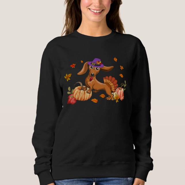 Moletom Happy Thanksgiving Dachshund Dog  Turkey Day Costu (Frente)