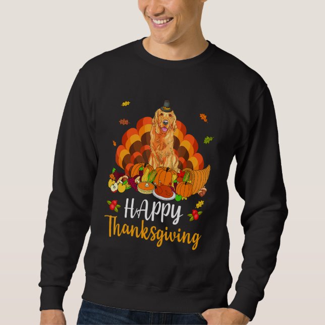 Moletom Happy Thanksgiving Golden Retriever Dog Turkey Pet (Frente)
