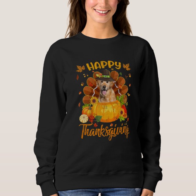 Moletom Happy Thanksgiving Golden Retriever Dog Turkey Pum (Frente)