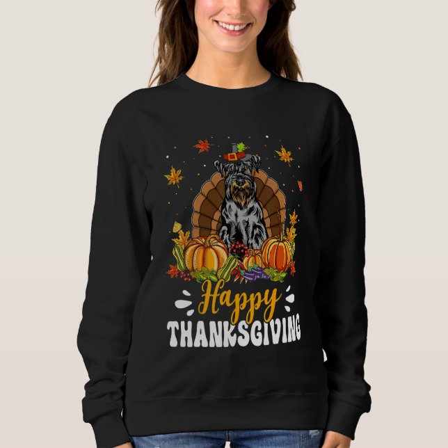 Moletom Happy Thanksgiving Schnauzer Dog Turkey Pumpkin (Frente)