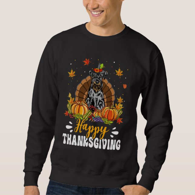 Moletom Happy Thanksgiving Schnauzer Dog Turkey Pumpkin (Frente)