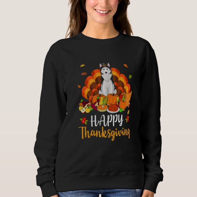 Moletom Happy Thanksgiving Siberian Husky Dog Turkey Pet (Frente)