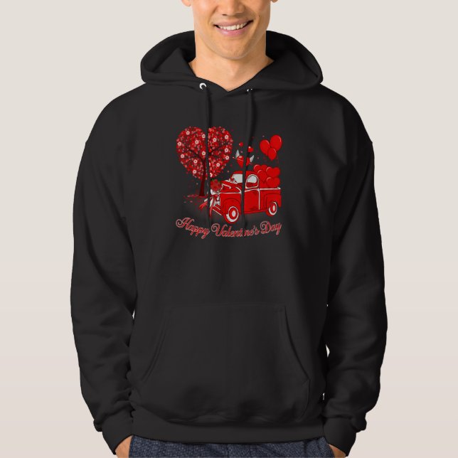 Moletom Happy Valentines Day Cute Red Truck Heart Matching (Frente)