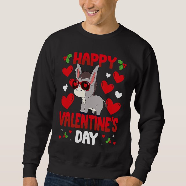 Moletom Happy Valentines Day Donkey Heart Love Animal (Frente)