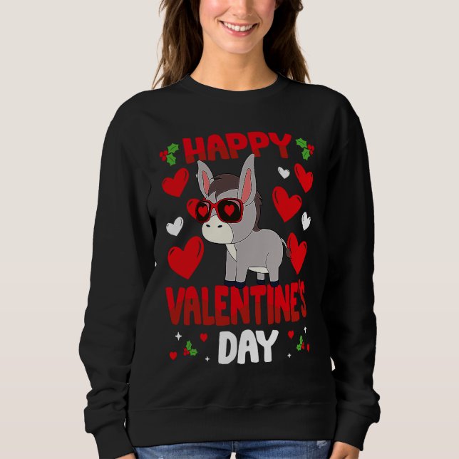 Moletom Happy Valentines Day Donkey Heart Love Animal (Frente)