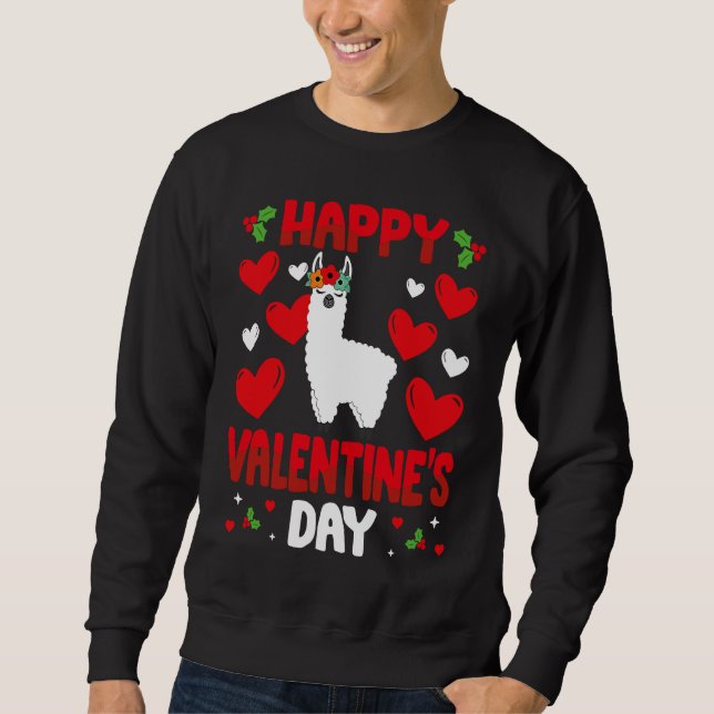 Moletom Happy Valentines Day Llama Heart Love Animal (Frente)