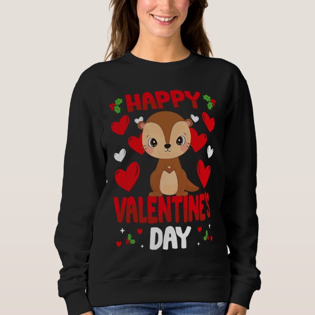Moletom Happy Valentines Day Otter Heart Love Animal (Frente)