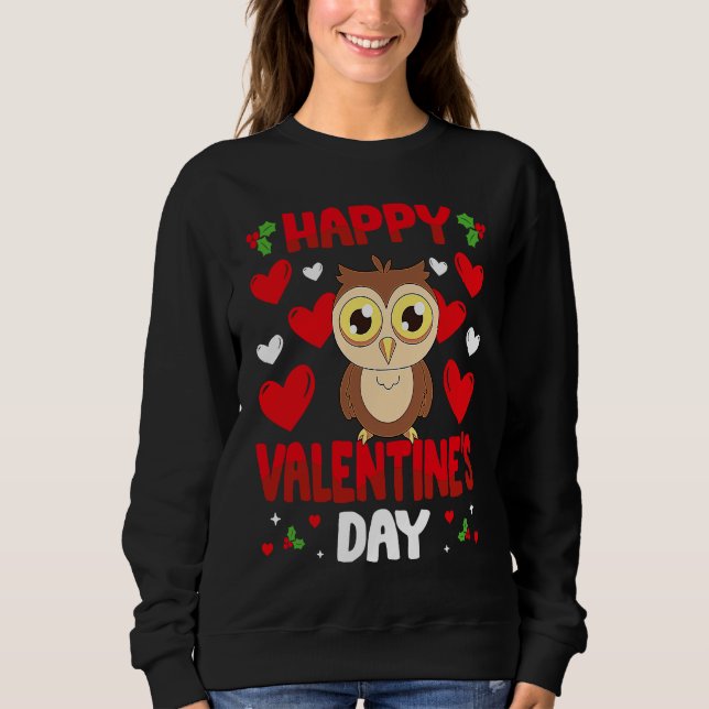 Moletom Happy Valentines Day Owl Heart Love Animal (Frente)
