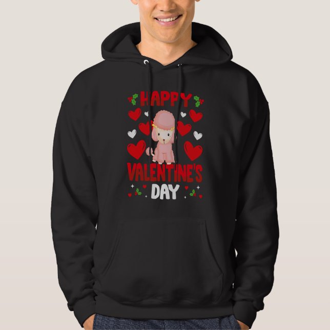 Moletom Happy Valentines Day Poodle Heart Love Animal   1 (Frente)