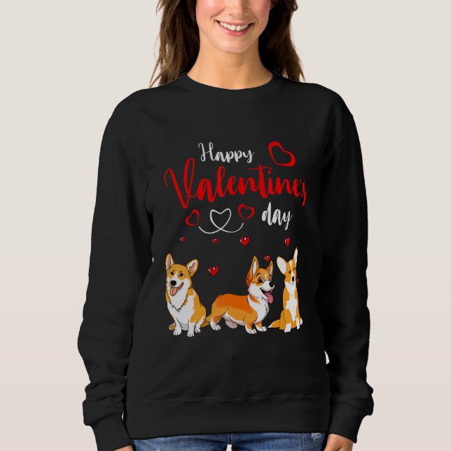 Moletom Happy Valentine's Day Three Cute Corgi Dogs Lover  (Frente)