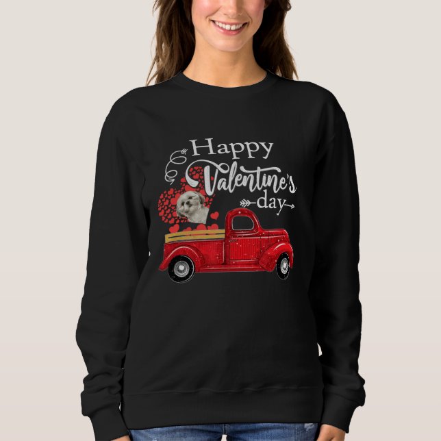 Moletom Happy Valentines Day Truck Carrying Shih Tzu Love  (Frente)