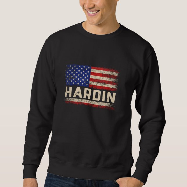 Moletom HARDIN Last Name Shirt HARDIN Name American Flag (Frente)