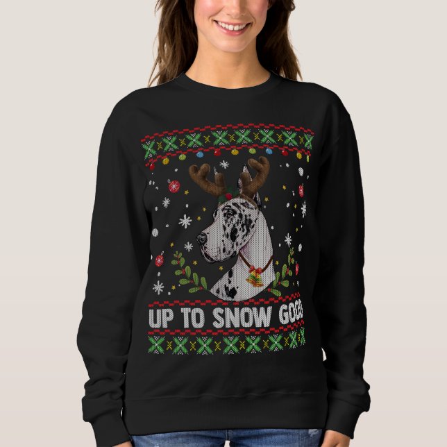 Moletom Harlequin Great Dane Dog Reindeer Ugly Christmas S (Frente)