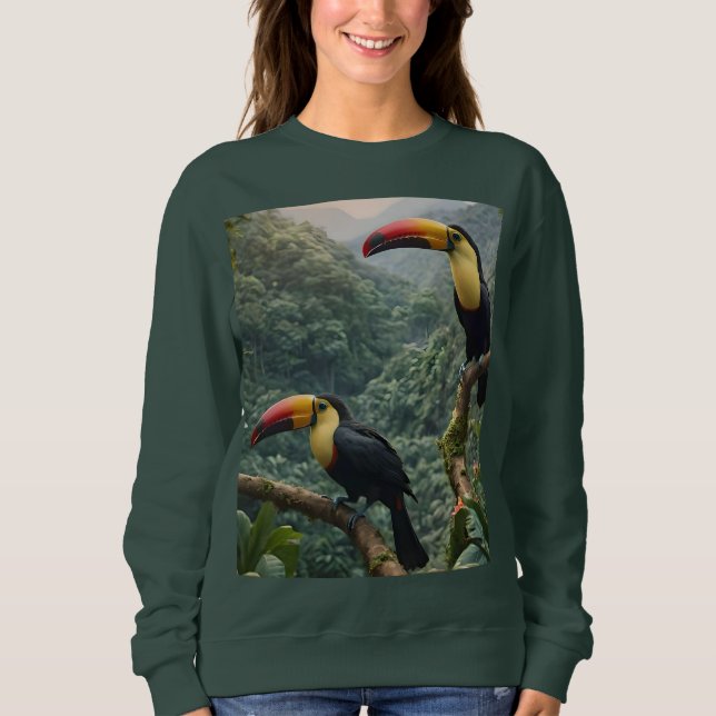 Moletom Harmonia Tropical: Dois tucanos na Canopia, (Frente)