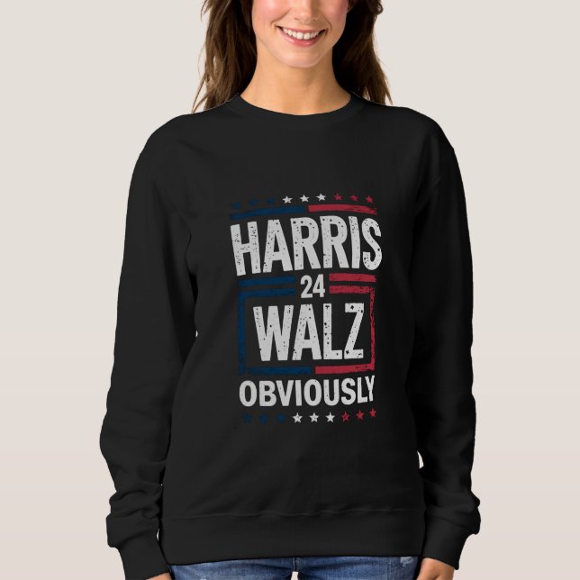 Moletom Harris Walz Obviamente Harris Waltz 2024 Eleição (Frente)