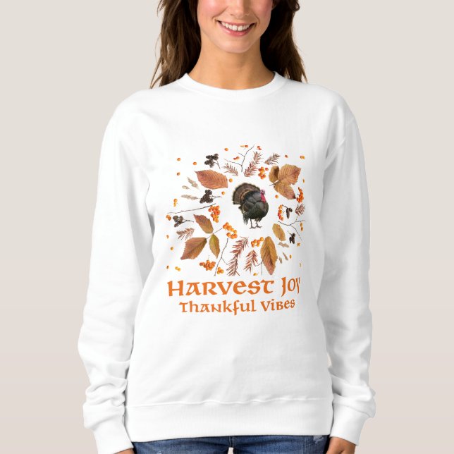 Moletom Harvest Joy Thankful Vibes– Cozy Fall Style  (Frente)
