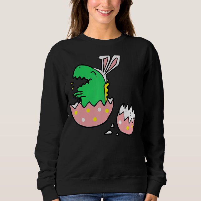 Moletom Hatching T Rex Bunny Ears Páscoa Para Professora (Frente)