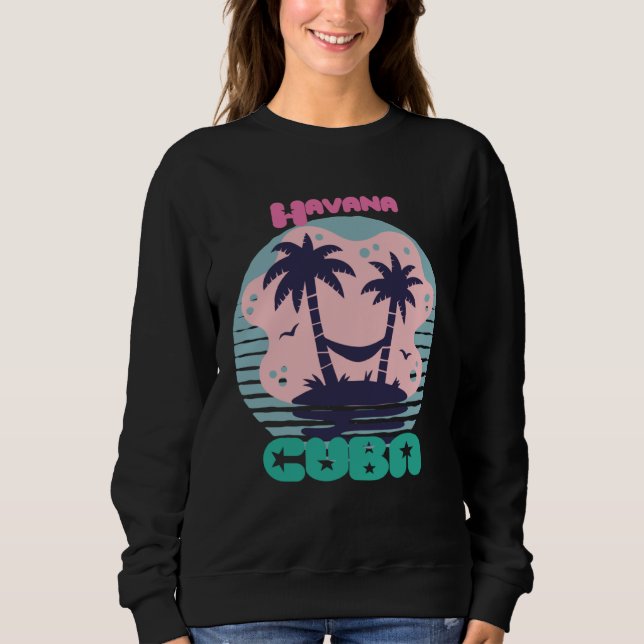 Moletom Havana Surfing Palm trees Cuba Vacation Ocean (Frente)