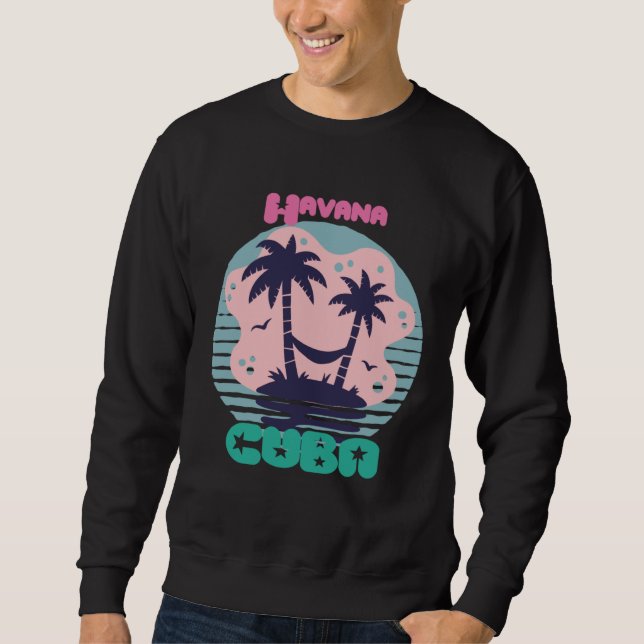 Moletom Havana Surfing Palm trees Cuba Vacation Ocean (Frente)