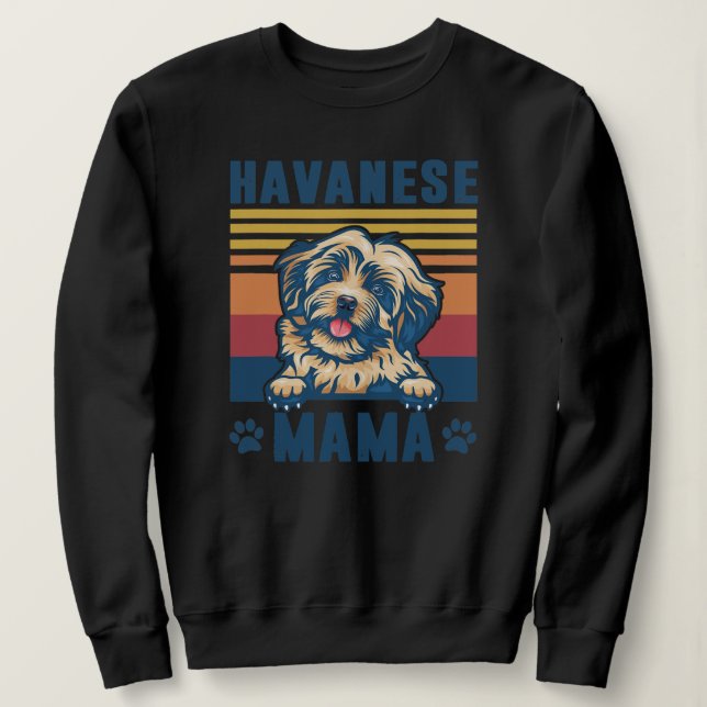 Moletom Havanese Mama Mother Retro Gifts Dog Mom  (Frente do Design)