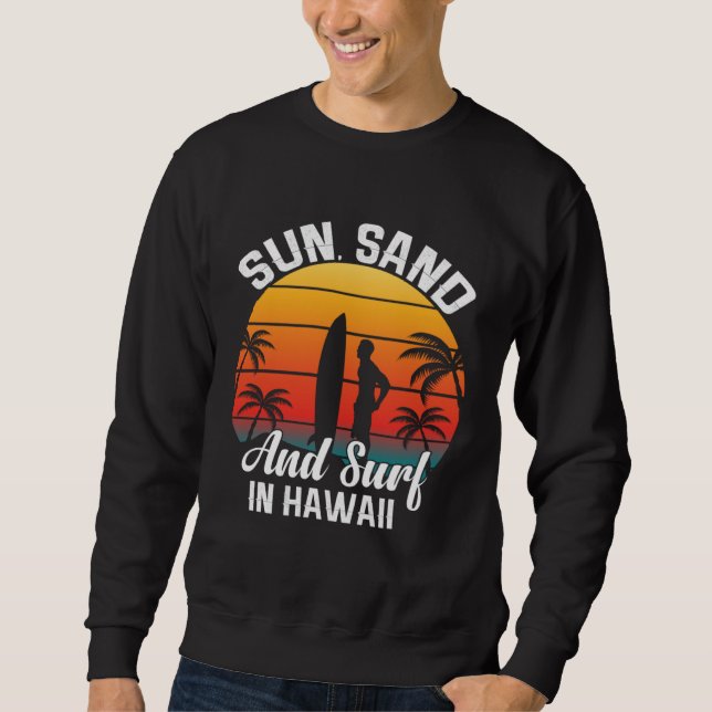 Moletom Hawaii island of sun beach waves and palm trees  7 (Frente)