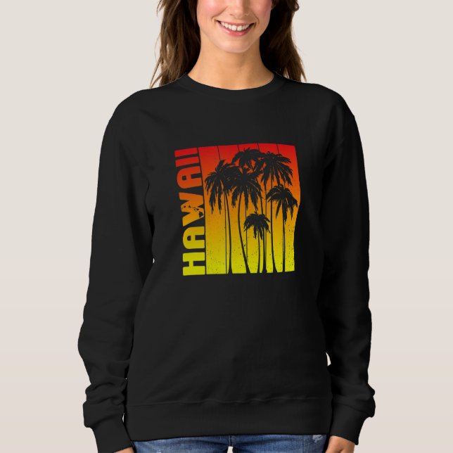 Moletom Hawaii Souvenir Palm Trees Sunset Retro (Frente)