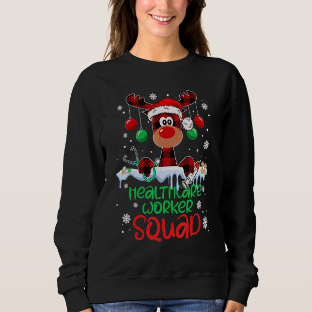 Moletom Healthcare Worker Squad Reindeer Christmas Pajamas (Frente)