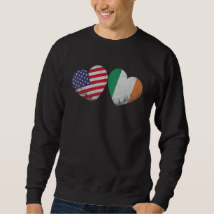 Moletom Heart Irish American Flag Patriotic Family Heritag