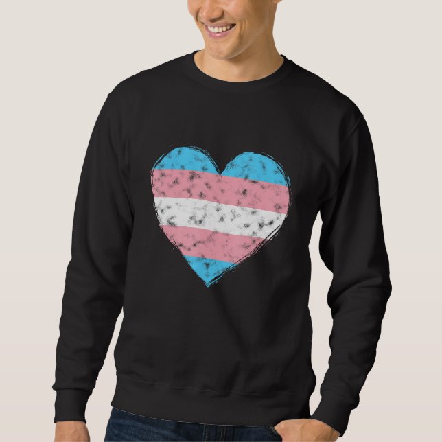 Moletom Heart LGBT Pride Month Retro LGBTQ Transgender Fla (Frente)