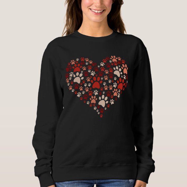 Moletom Heart Paw Print Dog & Cat Cat Mom & Dog Mom valent (Frente)