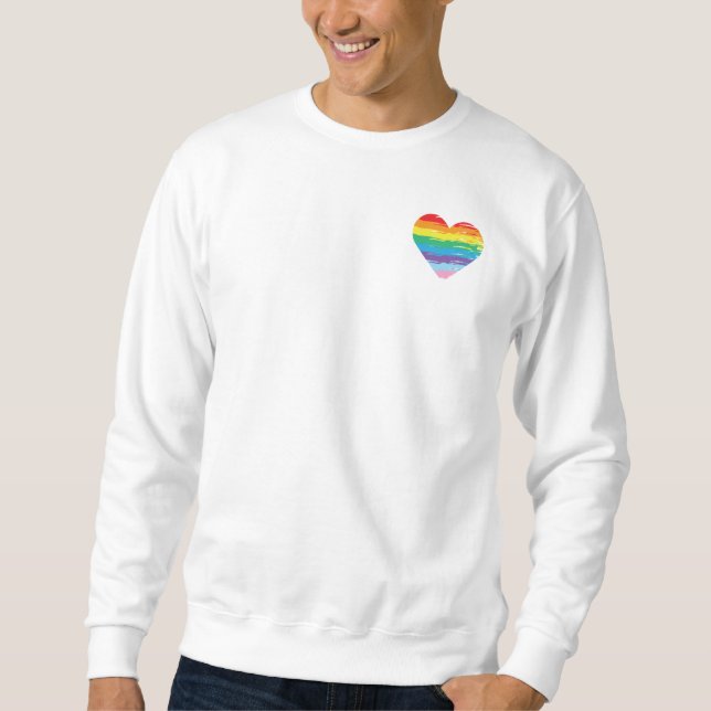 Moletom HEART Rainbow LGBTQIA Flag, Orgulho gay T-Shirt (Frente)