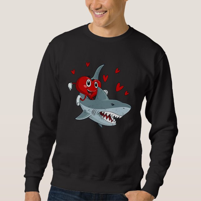 Moletom Heart Riding Shark Valentine's Day  Sharks   1 (Frente)