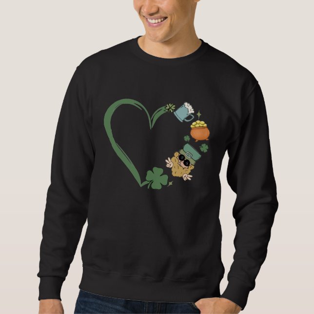 Moletom Heart Shaped Saint Patrick Day Retro Present For W (Frente)
