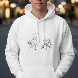 Moletom Heart vs Mind – Funny Emotional Line Art Hoodie