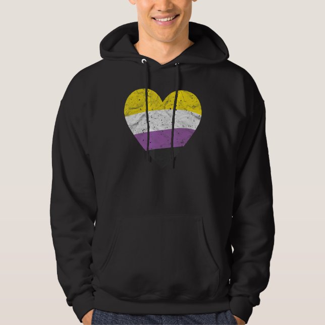 Moletom Heart with Non Binary Flag   Nonbinary Pride Month (Frente)