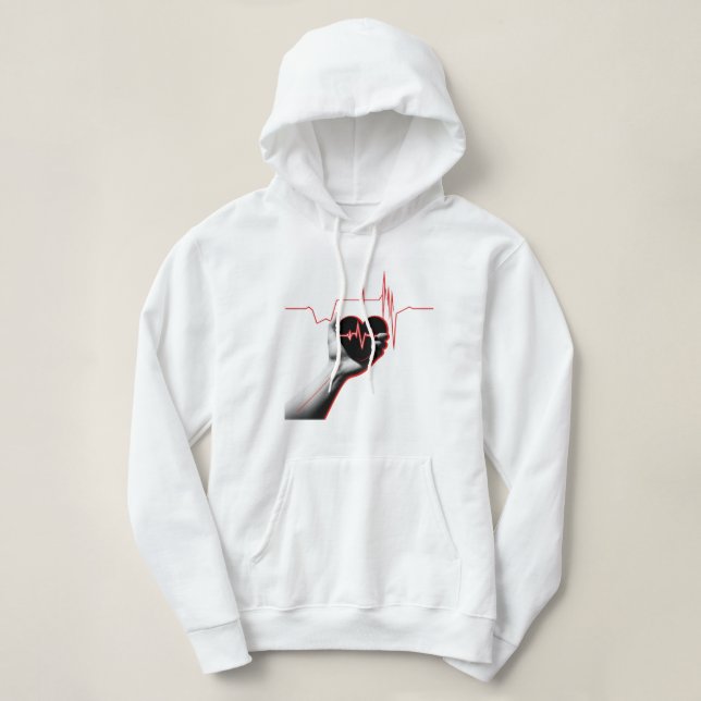 Moletom Heartbeat Love Design – Hand Holding Heart  (Frente do Design)