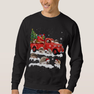 Moletom Hedgehog Caminhando Caminhão Vermelho Feliz Natal 