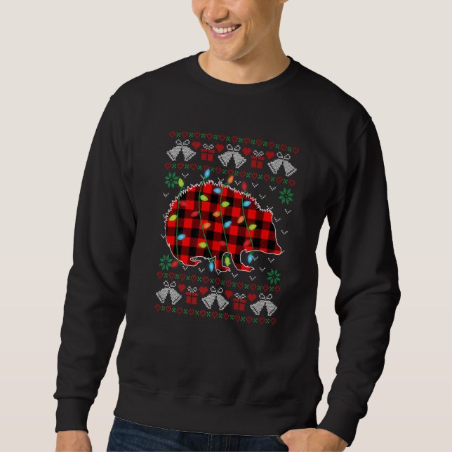 Moletom Hedgehog   Xmas Lights Ugly Christmas Sweater (Frente)