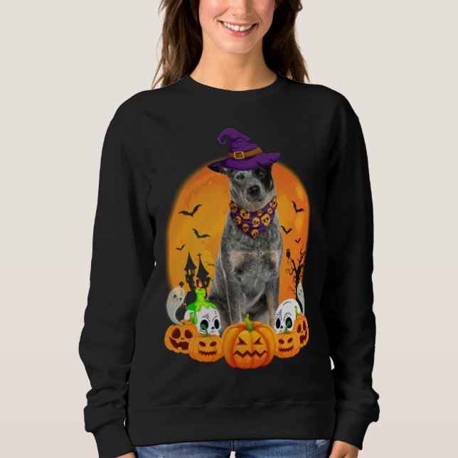 Moletom Heeler Witch Pumpkin Halloween Dog (Frente)
