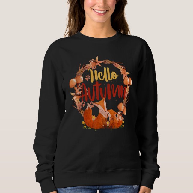 Moletom Hello Autumn with Foxes (Frente)