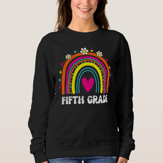 Moletom Hello Fifth Grade Rainbow Back To School Teacher S (Frente)