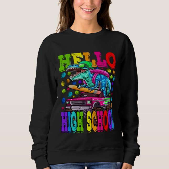 Moletom Hello High School Monster Truck Dinosaur Back To S (Frente)