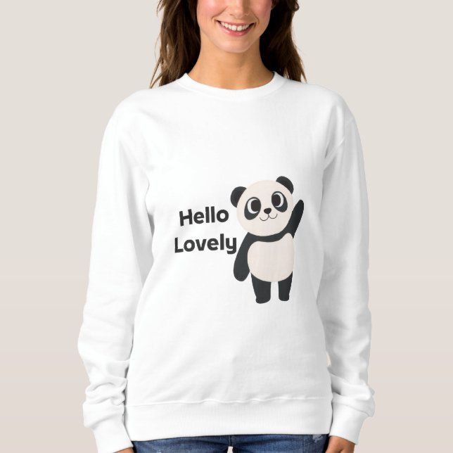 Moletom Hello Lovely – Cute Panda T-Shirt Design | Kawaii  (Frente)