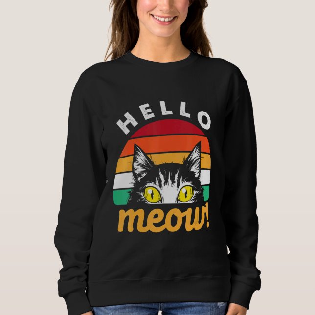 Moletom Hello Meow Cat Retro Style (Frente)