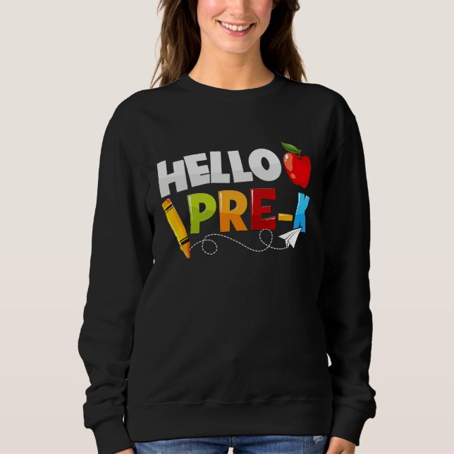 Moletom Hello Pre k  Preschool Back To School Boys Girls K (Frente)