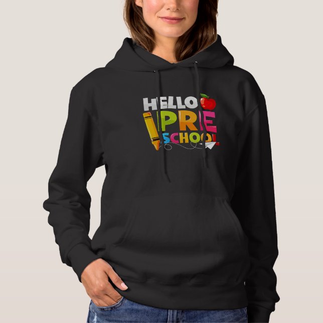 Moletom Hello Preschool  Back To School Boy Girl Kid Teach (Frente)
