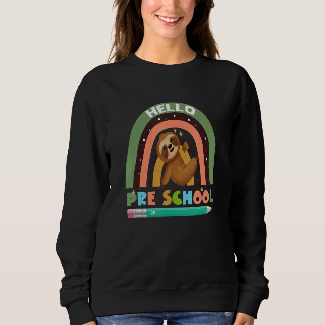 Moletom Hello Preschool Sloth for Teacher Toddler (Frente)